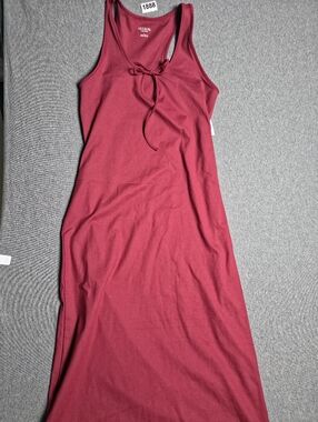 NWT wild fable Burgundy Tie-Front Maxi Dress Large Balletcore. Vacation. Resort